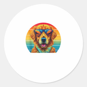 Sticker Rond Golden Retriever pour enfants garçons filles lunet