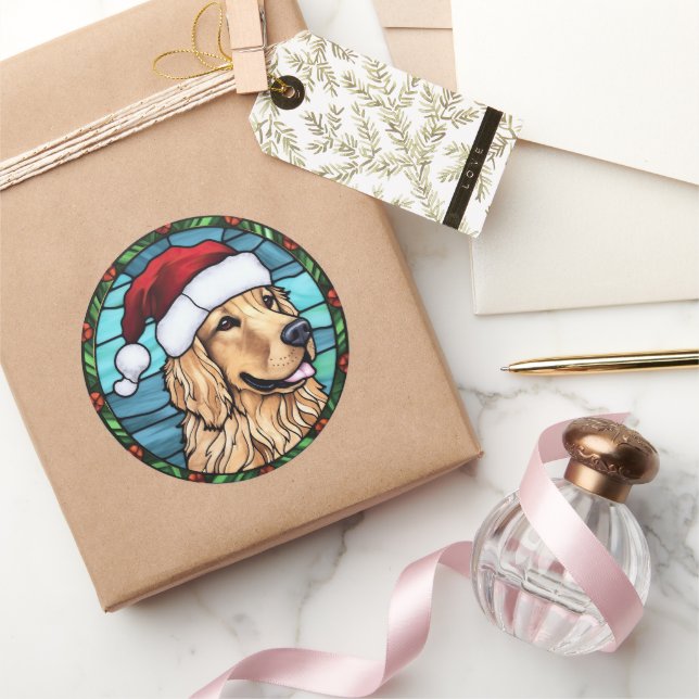 Sticker Rond Golden Retriever Stainverre Noël (Cadeaux)