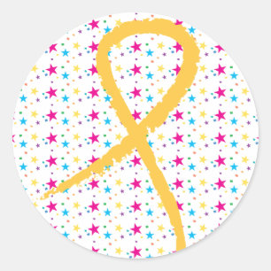 Sticker rond Golden Ribbon Stars