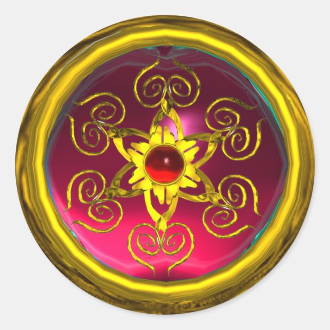 STICKER ROND GOLDEN ROSE RUBY (Devant)