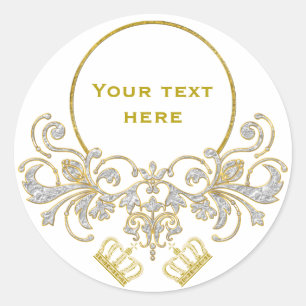 Sticker Rond Golden Royal Crown + votre backgr. & idées