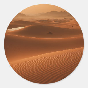 Sticker Rond Golden Serenity - Desert Landscape at Sunset