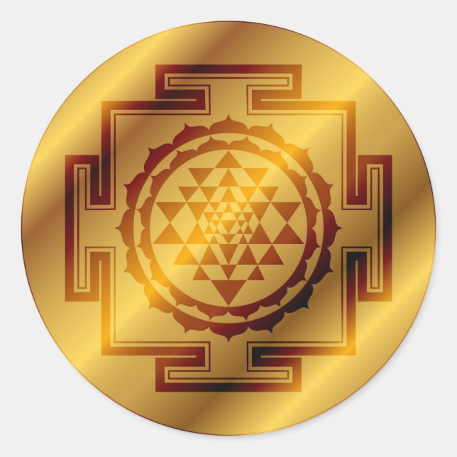 Sticker Rond Golden Sri Yantra (Devant)