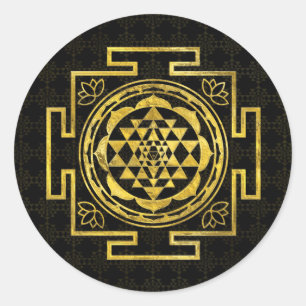 Sticker Rond Golden Sri Yantra / Sri Chakra