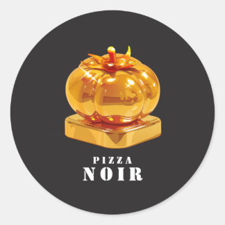 Sticker Rond Golden Tomato Pizza Restaurant Chic Modern Shop