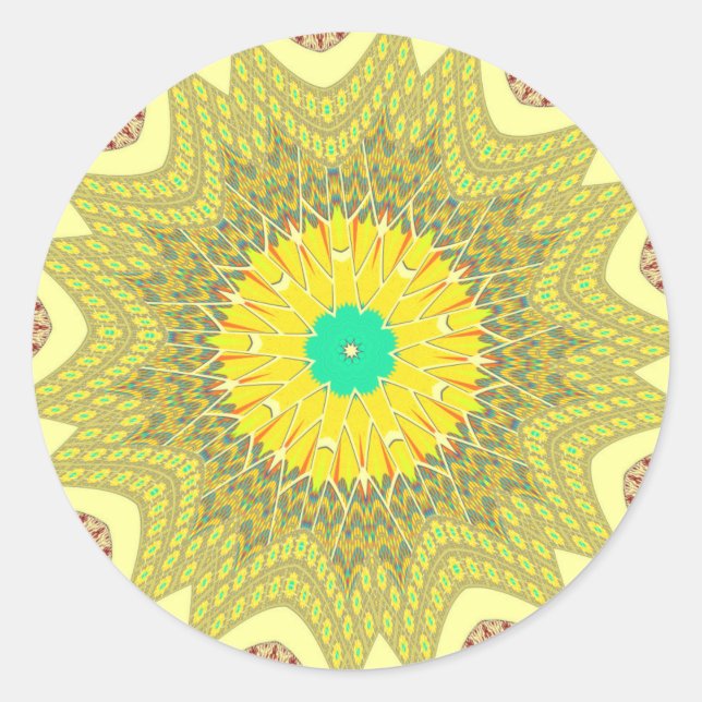 Sticker Rond Golden Yellow African ethnie tribale motif Art (Devant)