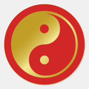 Sticker Rond Golden Yin Yang