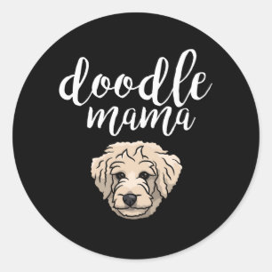 Sticker Rond Goldendoodle Mama Doodle Maman