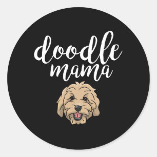 Sticker Rond Goldendoodle Mama Doodle Maman