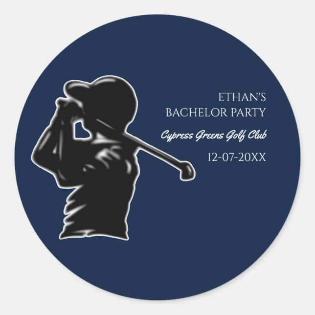 Sticker Rond Golf Bachelor Party Golf trip Classic élégant (Devant)