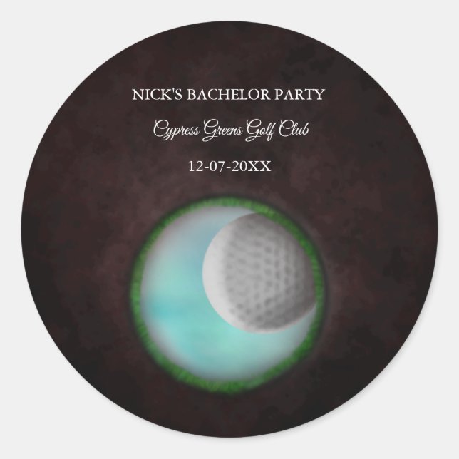 Sticker Rond Golf Bachelor Party - Golf trip Classic Stylish (Devant)