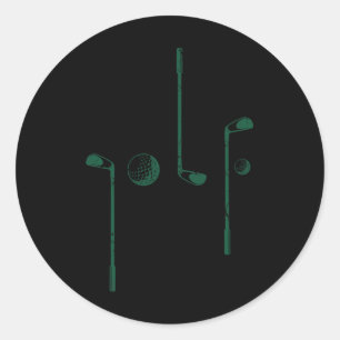 Sticker Rond Golf Clubs Golf Écrit Avec Clubs Pour Les Amateurs