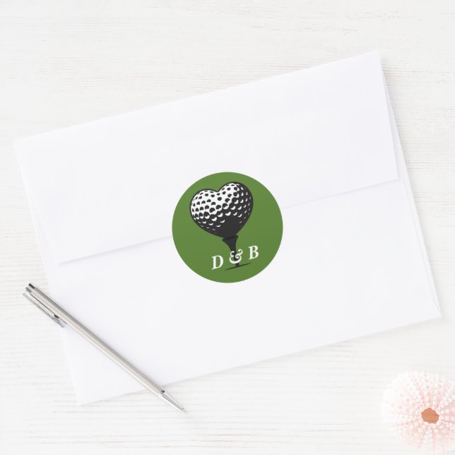 Sticker Rond Golf Couple Mariage (Enveloppe)