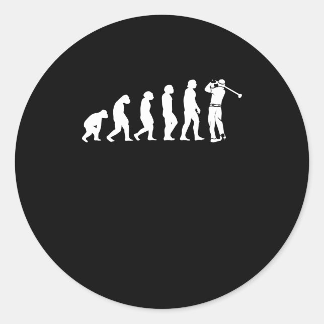 Sticker Rond Golf Evolution humaine Ape Golfeur (Devant)