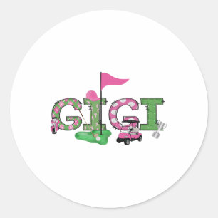 Sticker Rond Golf Gigi Pink Trou En Un Golf 1ère Fille Annivers
