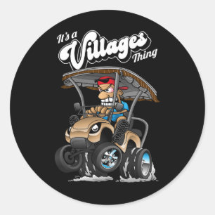 Sticker Rond Golf Panier C'est un village Thing Golf Cartoon D