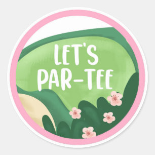 Sticker Rond Golf Par-Tee Cupcake Girl Birthday Trou en un Cla