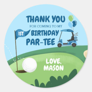 Sticker Rond Golf Par-Tee Cupcake Topper Boy Anniversaire Favor