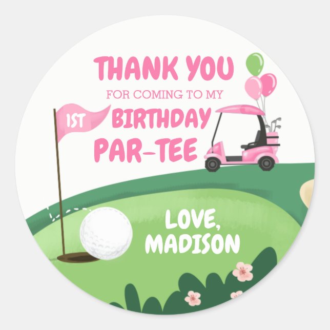 Sticker Rond Golf Par-Tee Cupcake Topper Garçon Anniversaire Fa (Devant)