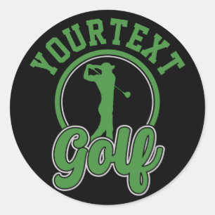 Sticker Rond Golf personnalisé AJOUTER NOM Retro Pro Golfer Swi