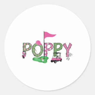 Sticker Rond Golf Poppy Pink Trou En Un Golf 1ère Fille Anniver