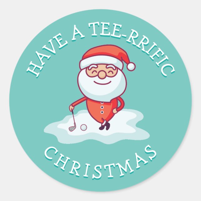 Sticker Rond Golf Pun Santa Claus (Devant)