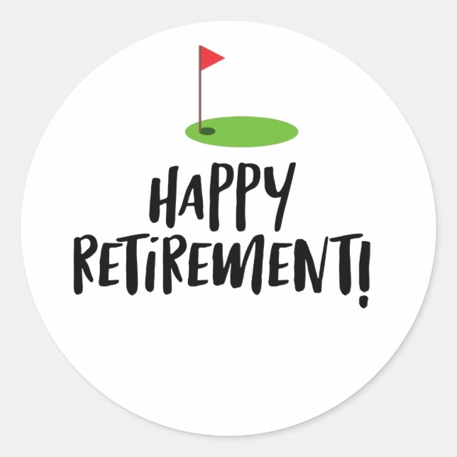 Sticker Rond Golf Retire Happy Retirement avec drapeau de golf (Devant)