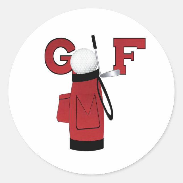 Sticker Rond Golf Rouge Bag Golf (Devant)