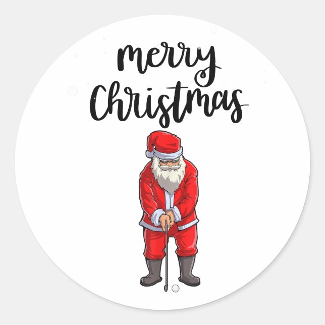 Sticker Rond Golf Santa Claus Joyeux Noël (Devant)