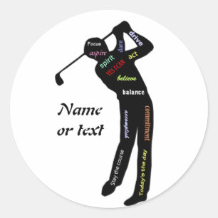 Sticker Rond Golf, Sport, Motivation Mots