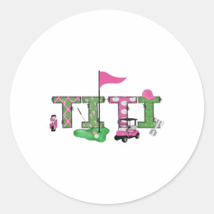 Sticker Rond Golf Titi Pink Trou en un Golf 1ère fille annivers