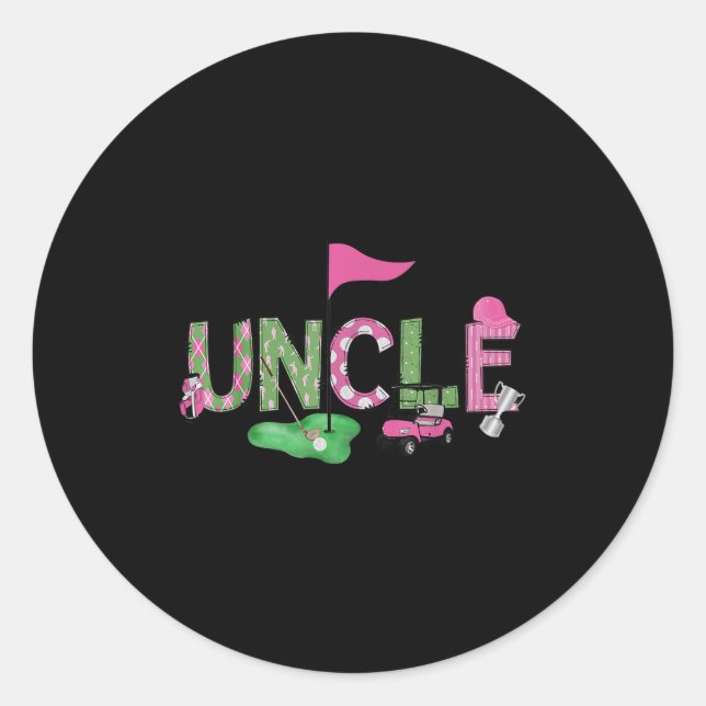 Sticker Rond Golf Uncle Nk Hole In One Golf 1st Birthday Girl  (Devant)