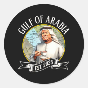 Sticker Rond Golfe D'Arabie Est 2025 Funny Trump Vintage