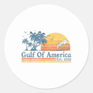 Sticker Rond Golfe De Usa America Est 2025 Plage Vintage Rétro