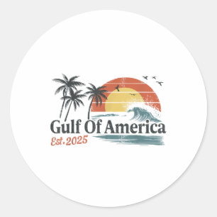 Sticker Rond Golfe De Usa America Est 2025 Plage Vintage Rétro