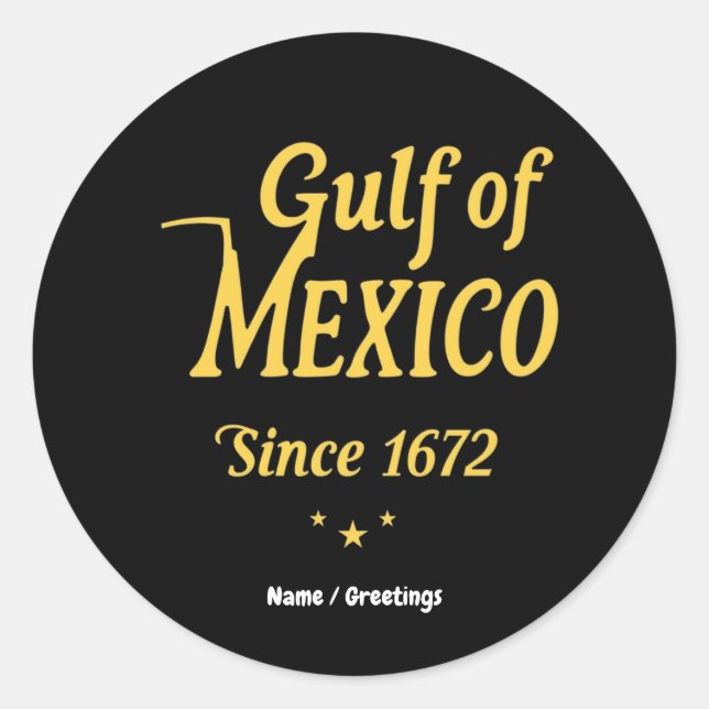 Sticker Rond Golfe du Mexique Depuis 1672, plongez profondément (Devant)