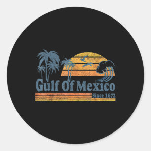 Sticker Rond Golfe du Mexique depuis 1672 Rétro Vintage Plage