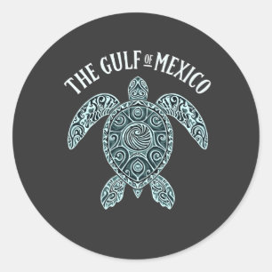 Sticker Rond Golfe du Mexique Turtle Sea Latino