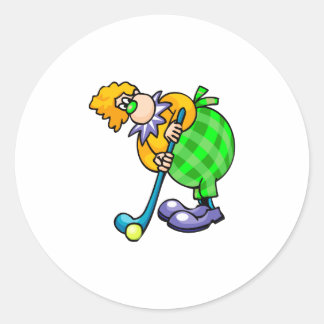 Sticker Rond Golfer Clown