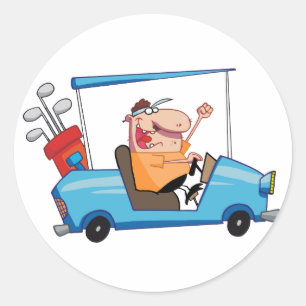 Sticker Rond Golfeur conduit voiturette de golf