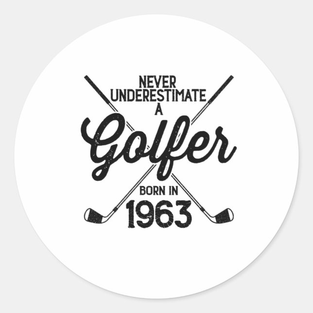 Sticker Rond Golfeur de 60 ans Golfing de 1963 de 60e Golfeur (Devant)