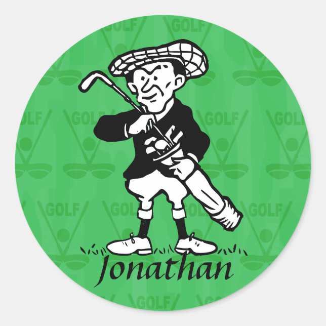 Sticker Rond golfeur de dessin animé personnalisé (Devant)