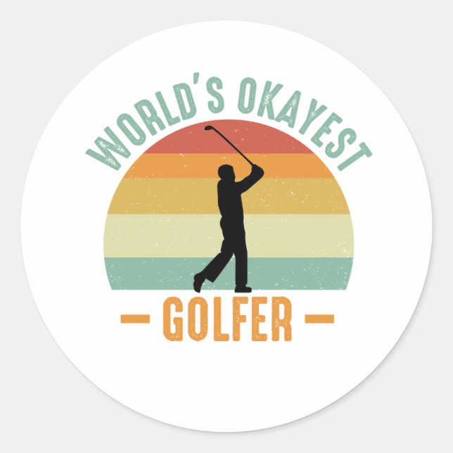 Sticker Rond Golfeur le plus Okayest du monde (Devant)