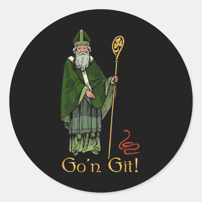 Sticker Rond Go'n Git Funny Jour de la Saint Patrick (Devant)