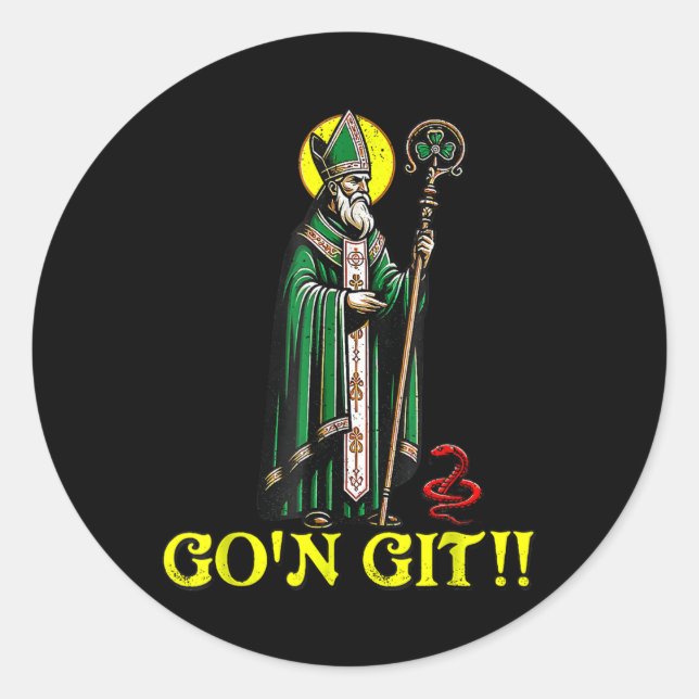 Sticker Rond G'on Git Funny Jour de la Saint Patrick Shamrock S (Devant)