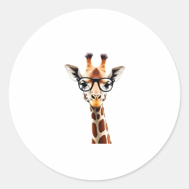 Sticker Rond Good Time Hipster Giraffe T-Shirt Men's Women's Ch (Devant)