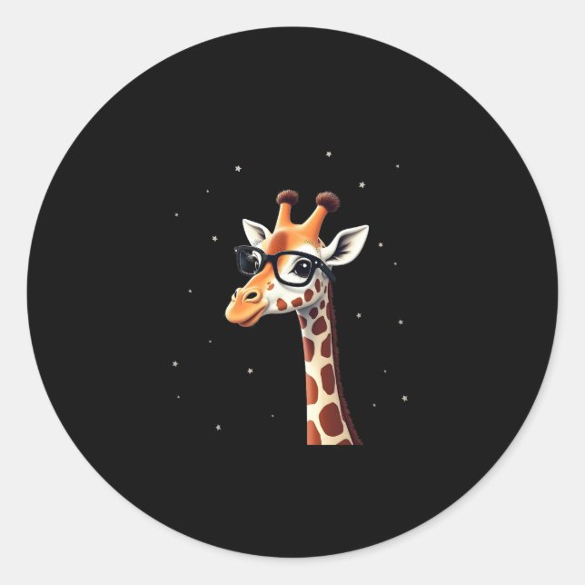 Sticker Rond Good Time Hipster Giraffe T-Shirt Men's Women's Ch (Devant)