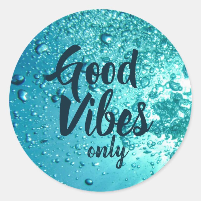 Sticker Rond Good Vibes et Cool Blue Water (Devant)
