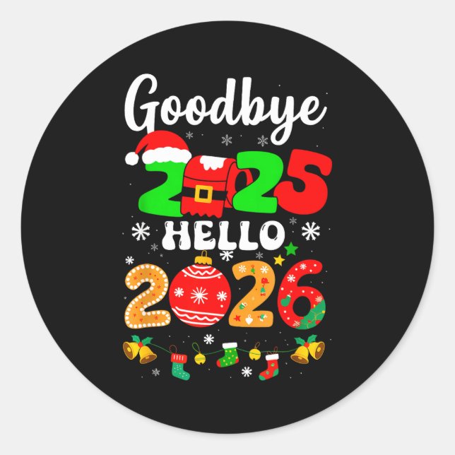 Sticker Rond Goodbye 2025 Hello 2026 Happy New Year's Eve Chris (Devant)