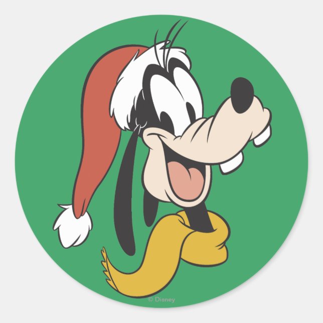 Sticker Rond Goofy avec Santa Hat (Devant)